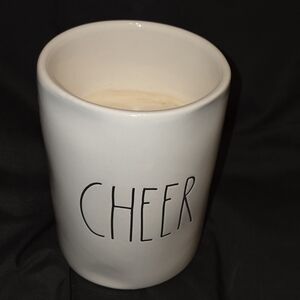 HTF Rae Dunn Cheer Reindeer Cherry Christmas Candle 5" x 3.5"